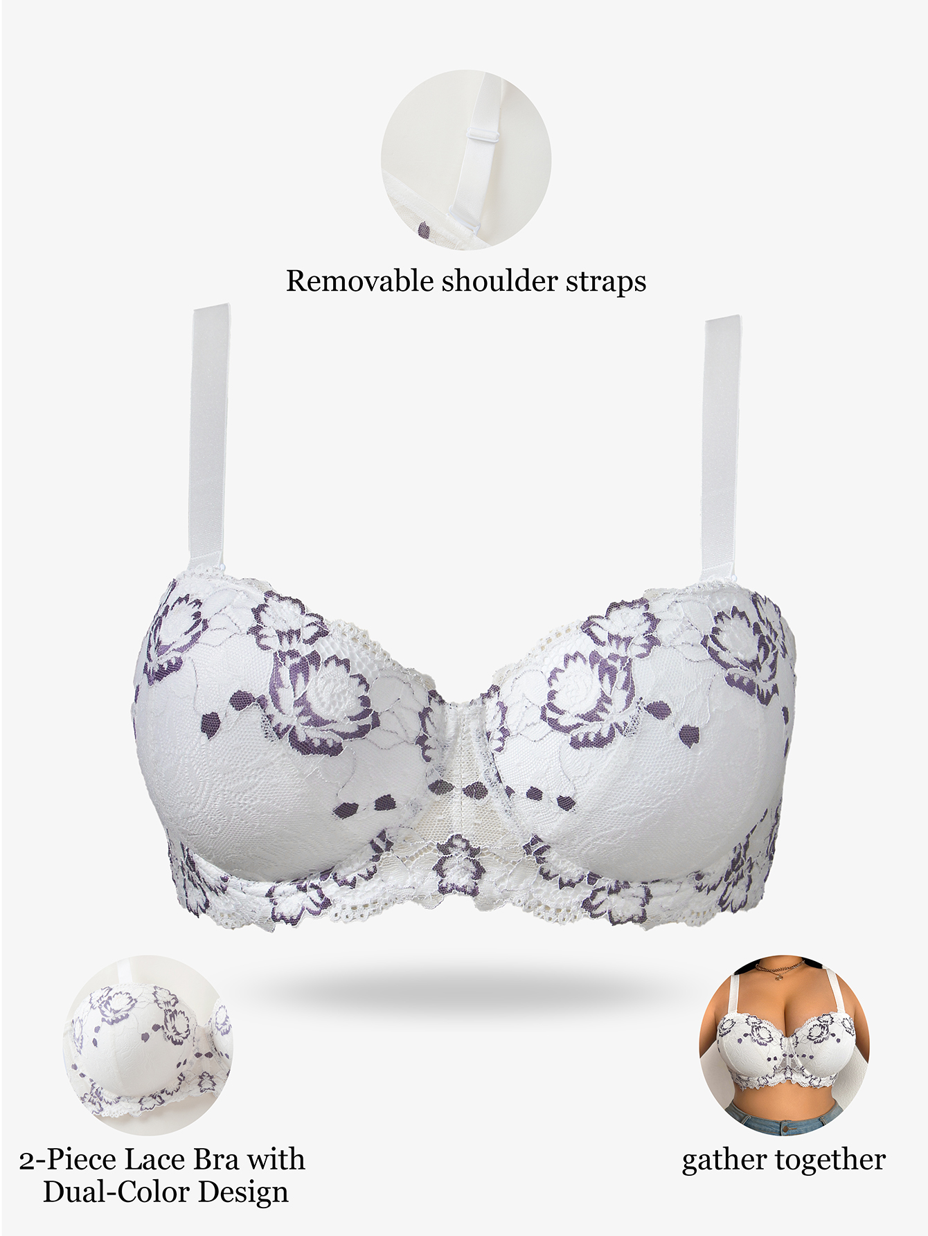 Minimizer Bra Women - Plus Size Lace & Embroidery Women