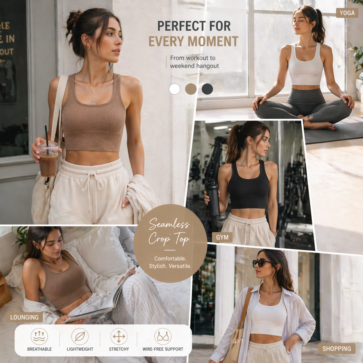 Women Seamless Ribbed Crop Top - T Shirt Bra Seamless review and price