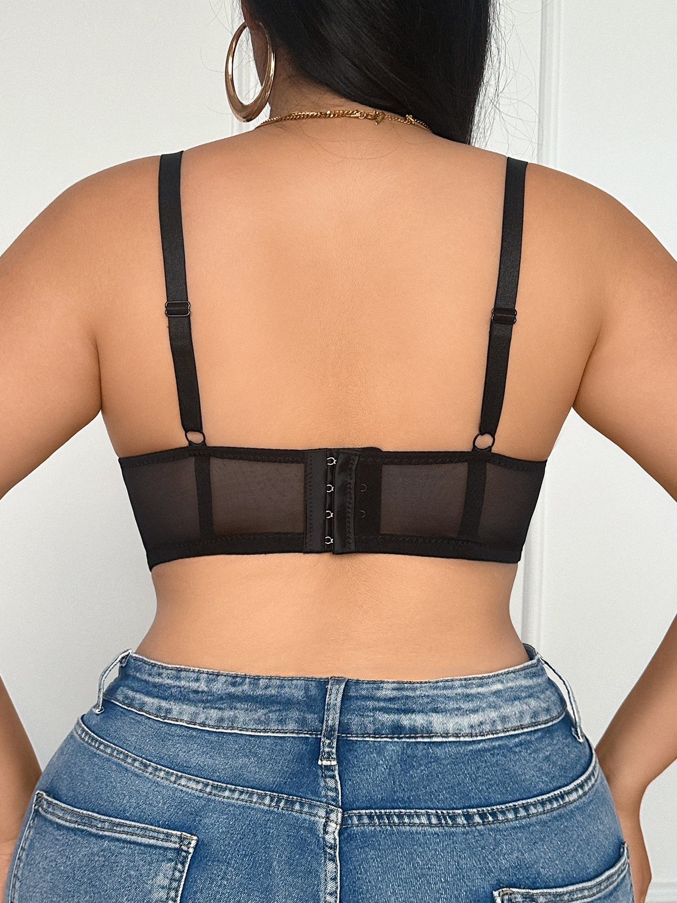 Wide Strap Plus Size Women Bra - Sheer Mesh Bra review and price