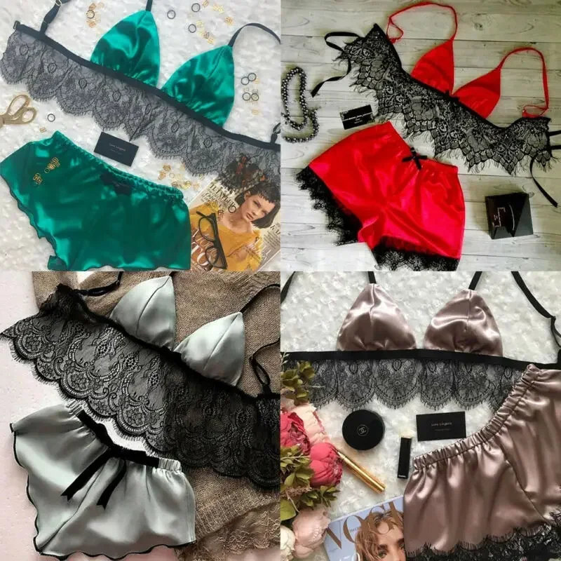 Women's Underwear Sexy Silk Sa - Lace Bralette Set review and price