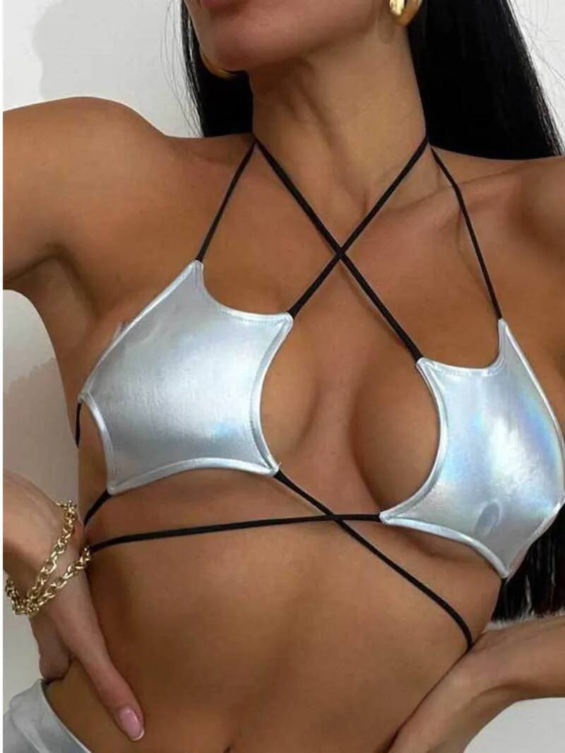 Women's Metallic Star Bra Top  - Lace Bralette Set review and price