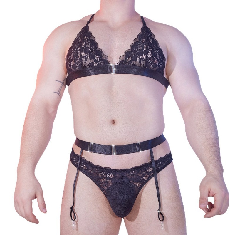Sissy Men 3 Pieces Lingerie Se - Sheer Bra Lace review and price