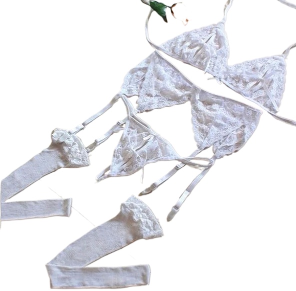 Lace Women Lingerie Set 4 Pcs  - Sheer Mesh Bra review and price