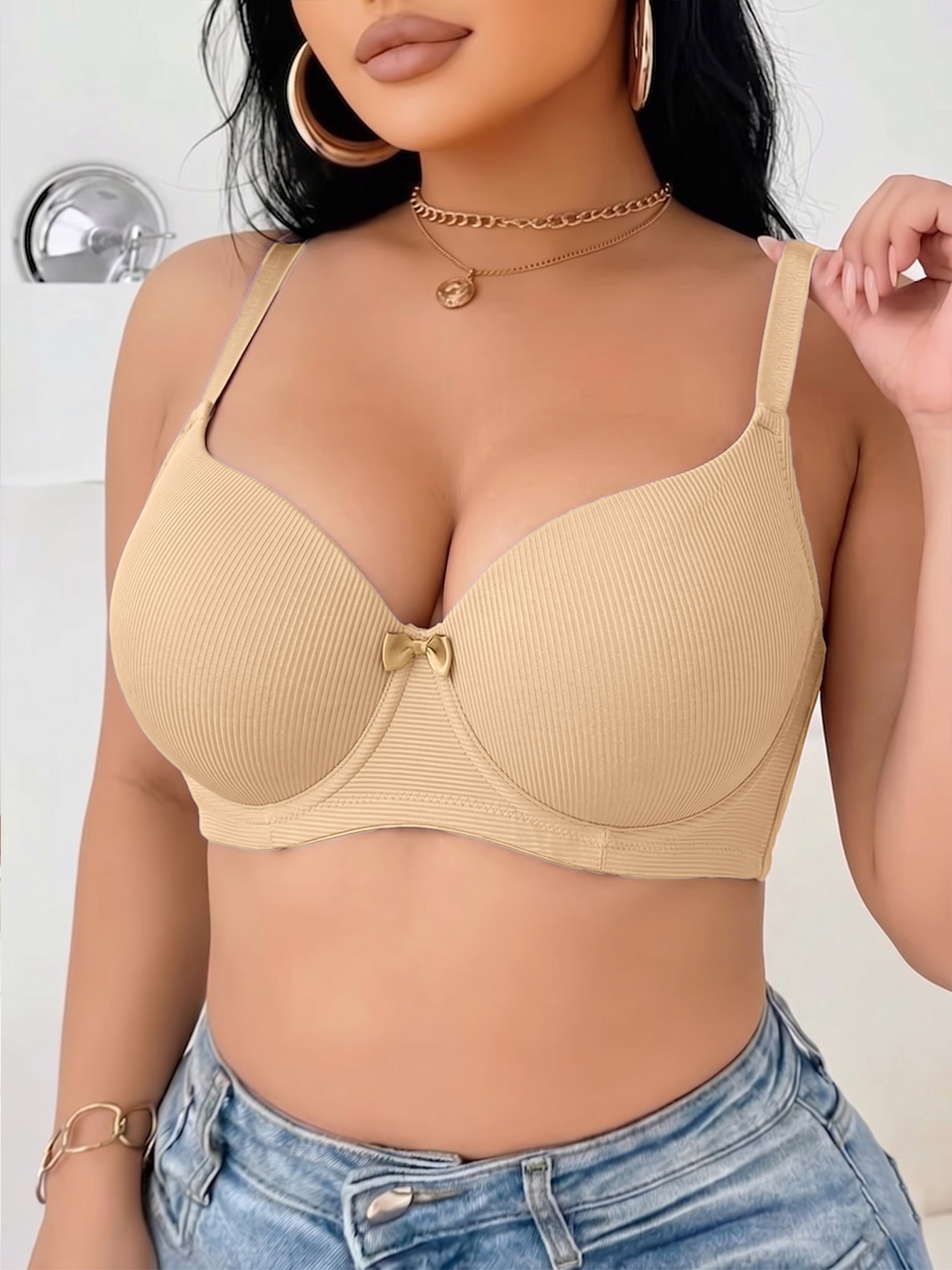 Plus Size Ribbed Women Bra Thi - Minimizer Bra Women review and price